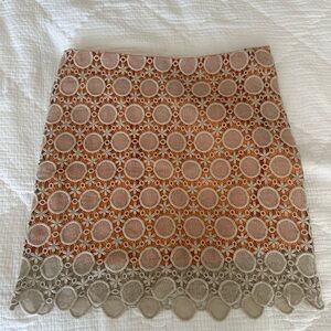 Elegant Lace Overlay Skirt -‎ Orange and Cream